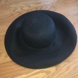 Talbots Black Straw Beach Hat